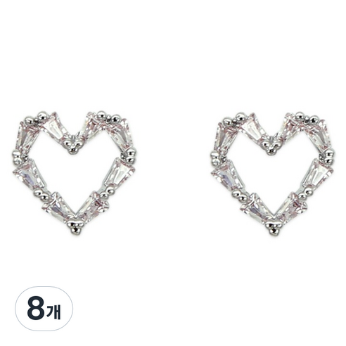 젤로젤로 하트 스톤 네일 파츠 JCP-1, 8개, 실버(JCP-15)