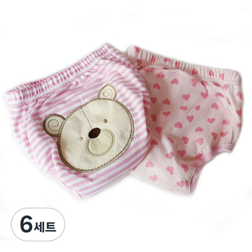 조이멀티 배변훈련팬티 2입, 아기곰D (핑크), 6세트