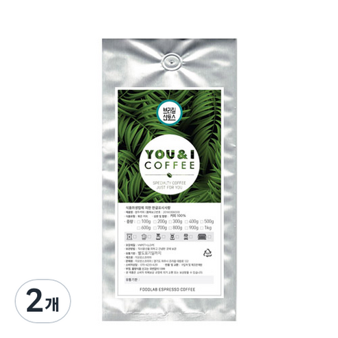 YOU&I커피 브라질 산토스 분쇄 커피, 에스프레소(가정용), 500g, 2개