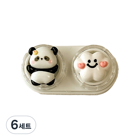 특별한상점 귀여운 휴대용 서랍형 콘택트렌즈 케이스 세트, 팬더, 6세트