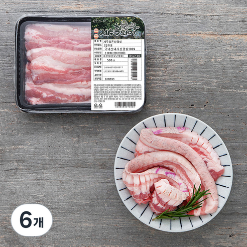 파머스팩 제주 흑돼지 미박칼집삼겹살 구이용 (냉장), 500g, 6개