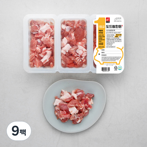 도드람한돈 돼지 앞다리 스마트팩 1등급 찌개용 (냉장), 200g, 9팩