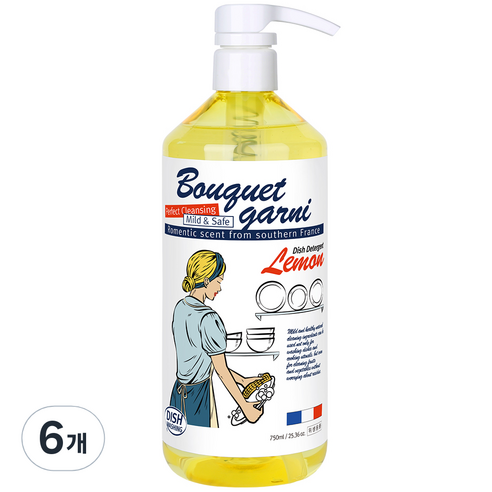 부케가르니 에코 주방세제 레몬향, 750ml, 6개