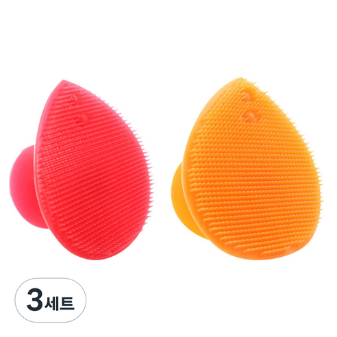 피부사랑 실리콘 클렌징 패드 2p 세트, 레드, 오렌지, 3세트