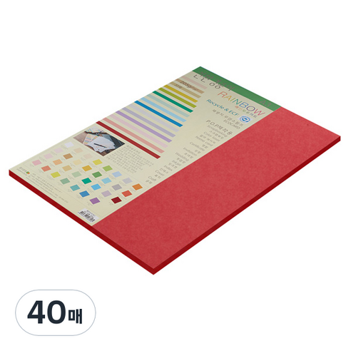 종이문화 친환경색지 레인보우카드 No.29 레드, A3, 40매