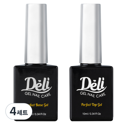 델리뷰티 퍼펙트 베이스 젤 10ml + 퍼펙트 탑젤 10ml 세트, 혼합색상, 4개