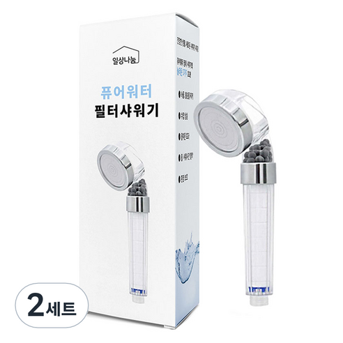 일상나눔 퓨어워터 필터 샤워기 헤드 + 필터 세트, 2세트, 혼합색상