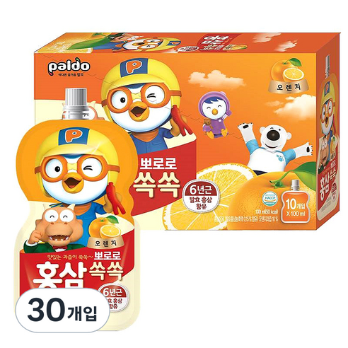 팔도 뽀로로 홍삼쏙쏙 오렌지맛, 1000ml, 3박스, 오렌지