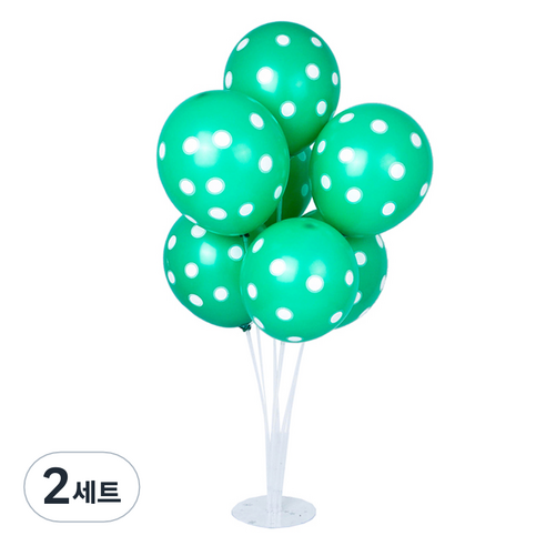 파티쇼 풍선꽂이 장식세트 70cm, 도트라이트그린, 2세트