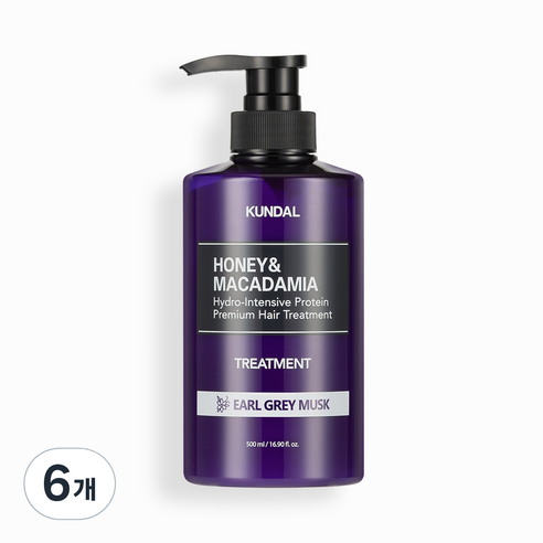 쿤달 허니 앤 마카다미아 헤어 트리트먼트 얼그레이머스크향, 6개, 500ml