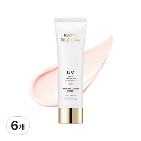 미샤 세이프블록 RX UV 로지 톤업 선크림 SPF50+ PA++++, 6개, 50ml