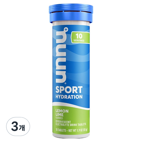Nuun 스포츠 하이드레이션 레몬 라임향, 52g, 3개