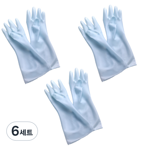리즈제이니 라텍스 고무장갑 M, 07 젤리 블루, 중(M), 6세트
