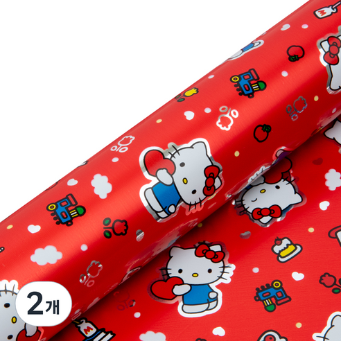 산리오 헬로키티 메탈롤 포장지 중, 레드, 2개