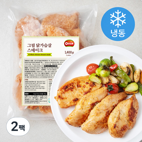 오쿡 그릴 닭가슴살 스테이크 (냉동), 2팩, 1400g