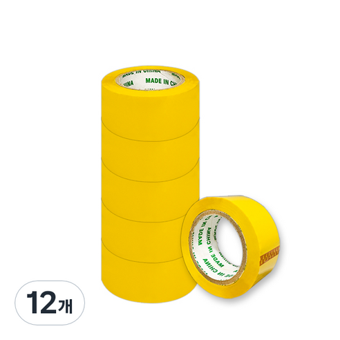 블루마토 노랑 박스테이프 48mm x 100m PTP009, 12개