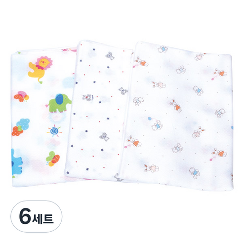 베이비붐 천기저귀 3종 혼합세트, 큐빅, 풍선친구, 동물, 6세트
