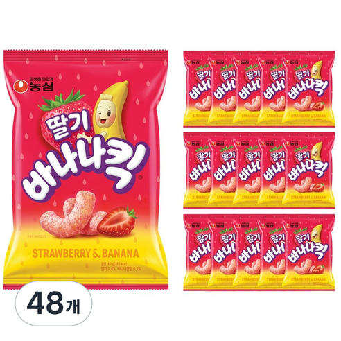 바나나킥 딸기 과자, 60g, 48개