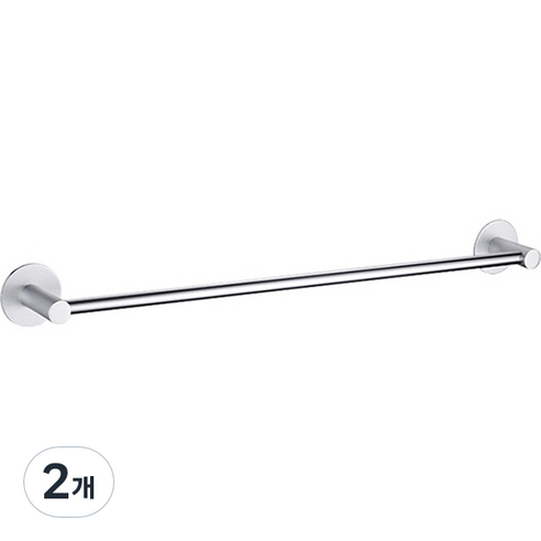 마켓플랜 스페이스 무타공 수건걸이 50cm, 실버, 2개