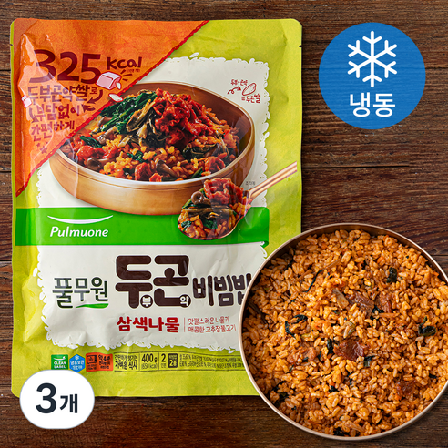 풀무원 두부곤약 비빔밥 삼색나물 (냉동), 400g, 3개