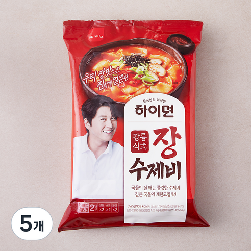 삼립 하이면 강릉식 장수제비 2인분, 352g, 5개