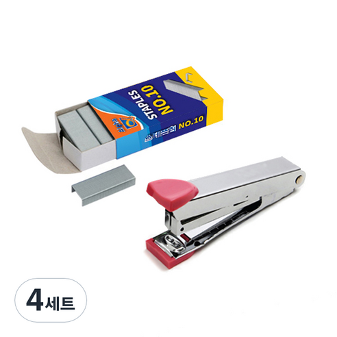 알파 미니 스테플러 + 스테플러침 10호 세트, 랜덤발송(스테플러), 4세트