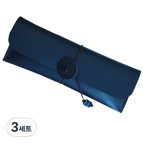 더보테가 핸드메이드 가죽 필통 + 펜슬캡 세트 각인 무, A급비비지 다크네이비, 3세트