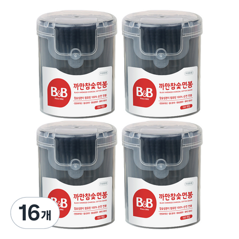 비앤비 참숯 까만 면봉, 150개입, 16개
