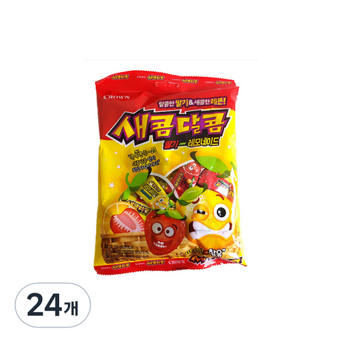 크라운 새콤달콤 딸기레모네이드 츄잉캔디, 200g, 24개