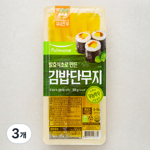 풀무원 김밥 단무지, 300g, 3개