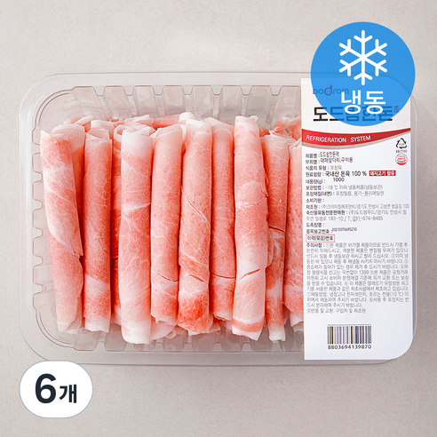 도드람한돈 대패 앞다리 구이용 (냉동), 1kg, 6개