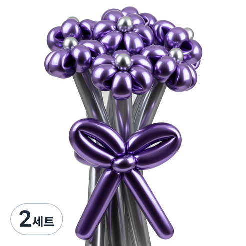 셈퍼텍스 요술풍선 데이지 튤립 꽃다발 만들기 세트, 리플렉스 바이올렛, 2세트