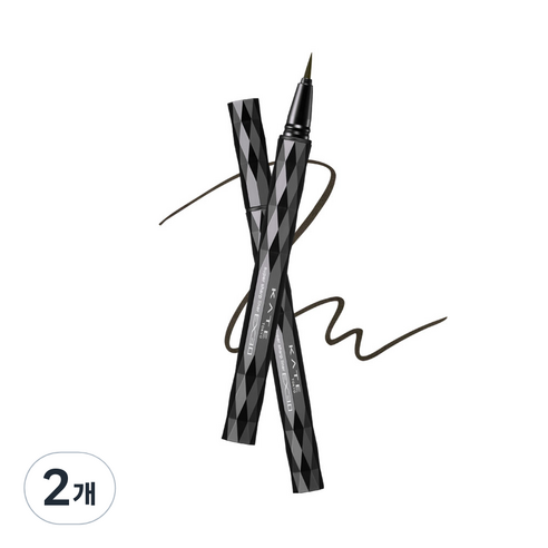 케이트 슈퍼 샤프 라이너 EX 3.0 0.6ml, BR 2 딥 브라운, 2개