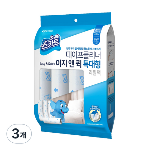 스카트 테이프클리너 이지앤퀵 특대형 리필, 3개