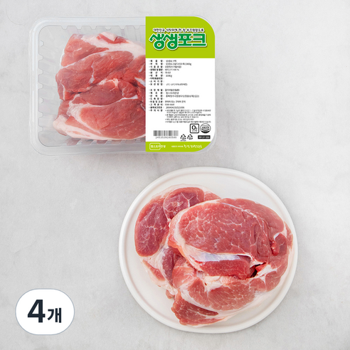 생생포크 한돈 앞다리살 수육용 (냉장), 1000g, 4개