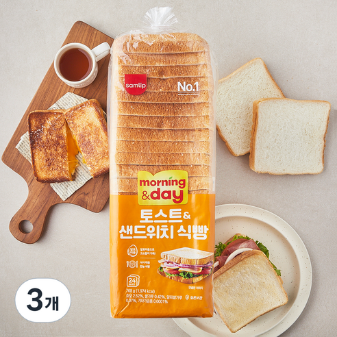 삼립 토스트 샌드위치 식빵, 768g, 3개