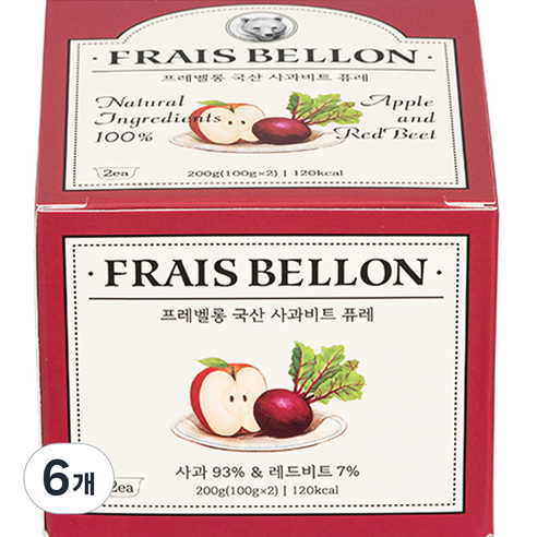프레벨롱 국산 과일 퓨레, 혼합맛(사과/비트), 100g, 6개