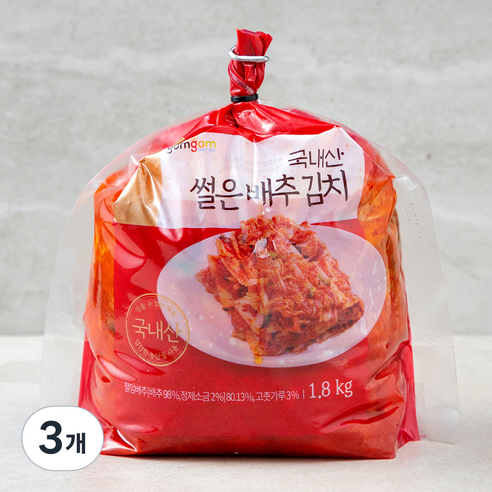 곰곰 국내산 썰은 배추 김치, 1.8kg, 3개
