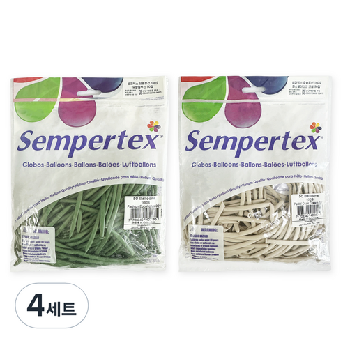 셈퍼텍스 요술풍선 160S 유칼립투스 50p + 파스텔더스크 크림 50p 세트, 혼합색상, 4세트