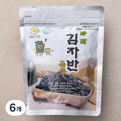 밥배기 파래 김자반볶음, 70g, 6개
