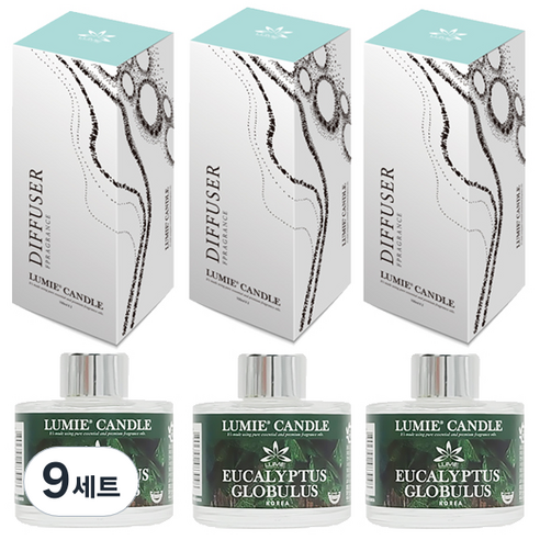 르미에 식물성 주정 디퓨저 100ml x 3p + 리드스틱 5p x 3개 세트, 유칼립투스, 9세트