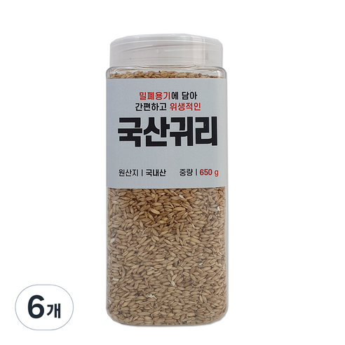 대한농산 통에담은 국산귀리, 650g, 6개