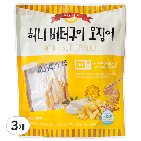 마이징오 허니 버터구이 오징어, 180g, 3개