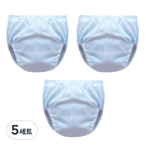 조이멀티 아동용 펀칭 단색파스텔 배변훈련팬티, 블루, 5세트
