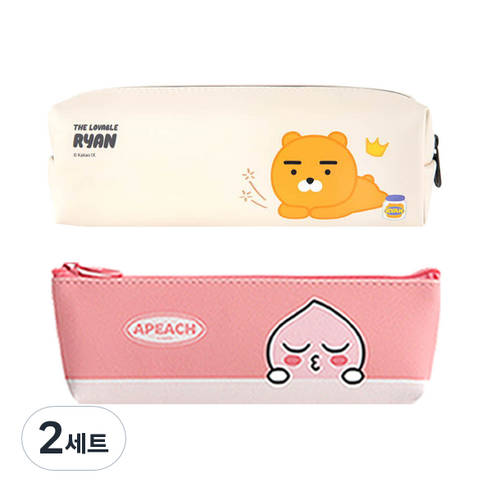 카카오프렌즈 모던 st 미니 삼각 필통 + 사각필통, 필통(핑크 어피치), 사각필통(라이언), 2세트