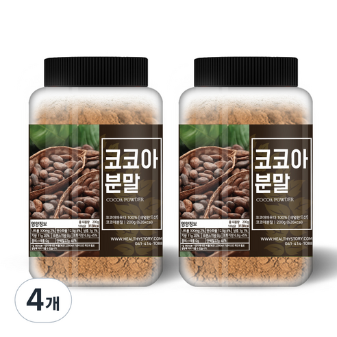 건강스토리 코코아 분말, 200g, 1개입, 4개