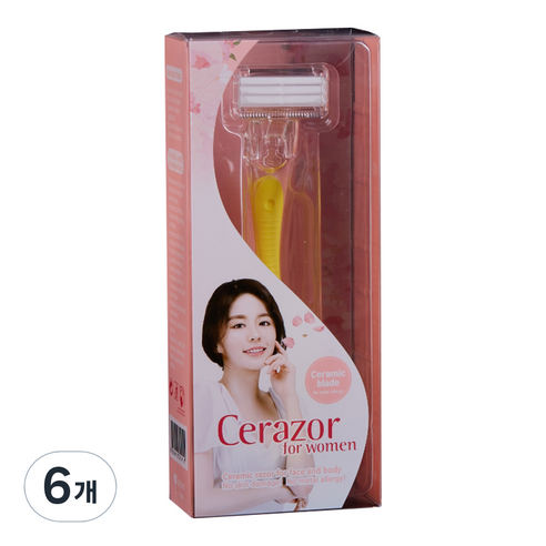 세레이져 세라믹 페이스 바디 여성용 면도기 노랑, 1개입, 6개