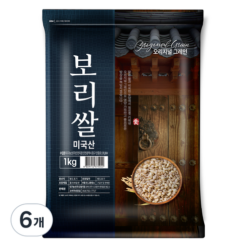 오리지널그레인 미국산 보리쌀, 1kg, 6개