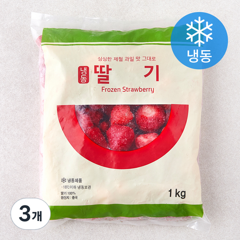 세미원 딸기 (냉동), 1kg, 3개