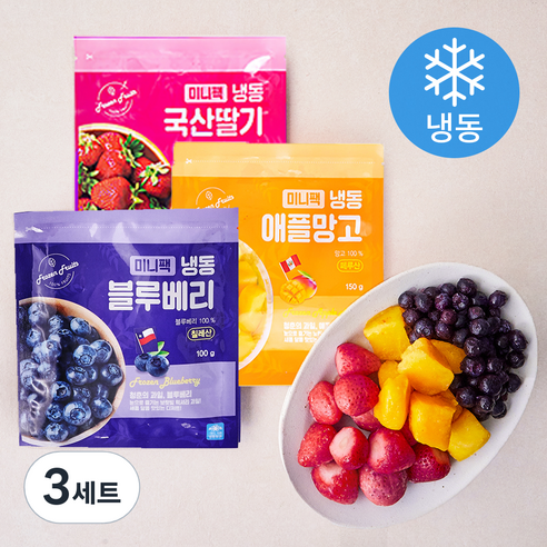 웰팜 미니팩 블루베리 100g + 딸기 150g + 망고 150g 세트 (냉동), 3세트